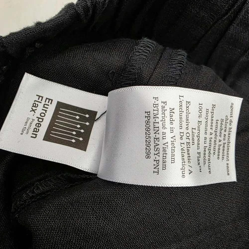 NWT Everlane European Flax Linen Black Easy Pant Black XL